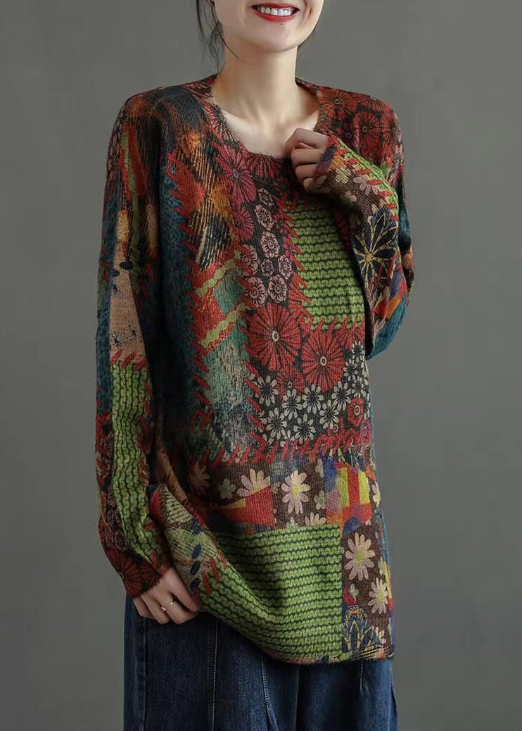 Colorblock Cozy Patchwork Mink Hair Knitted Tops Fall