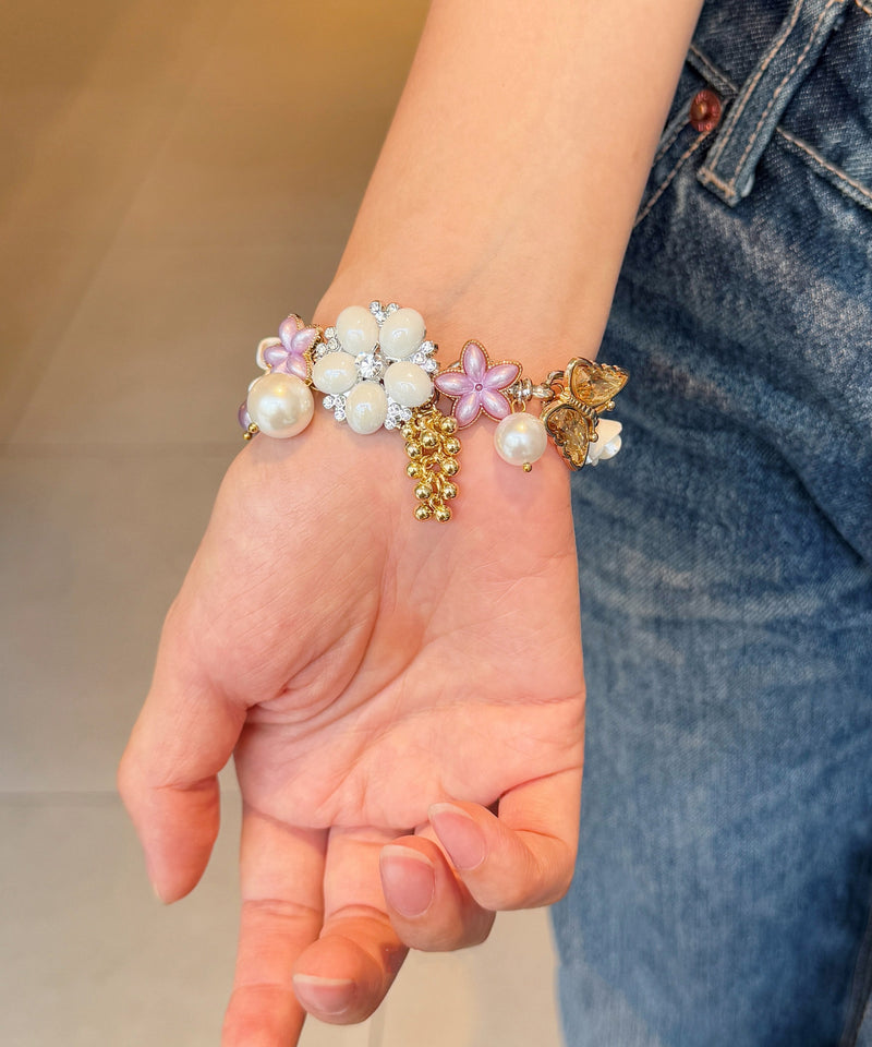 Pearl Butterfly Adjustable Alloy Bracelet