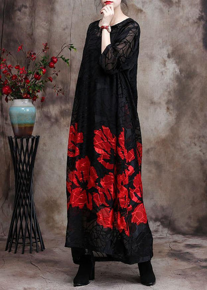 Red O Neck Two Pieces Vestidos Maxi Dresses