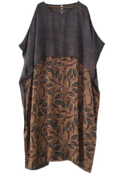 Grey Print Batwing Sleeve Party Summer Chiffon Dress