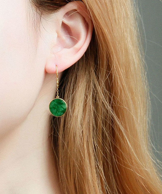 Art Green 18k Gold Jadeite Drop Earrings