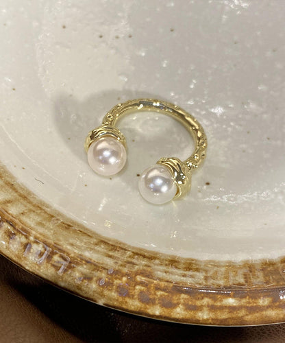 Gold Alloy Zircon Pearl Star Rings Three Piece Set