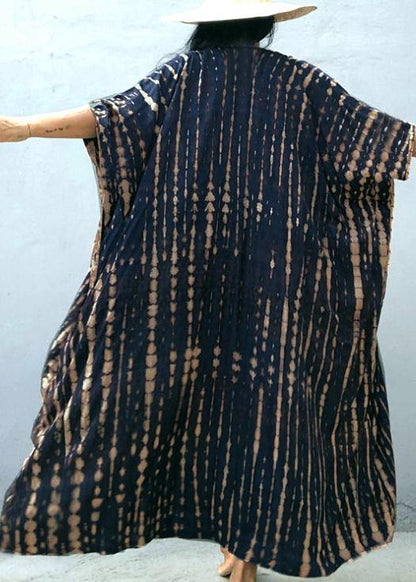 Blue Print Low High Design Kimono Robe Cotton Long Loose Cardigans