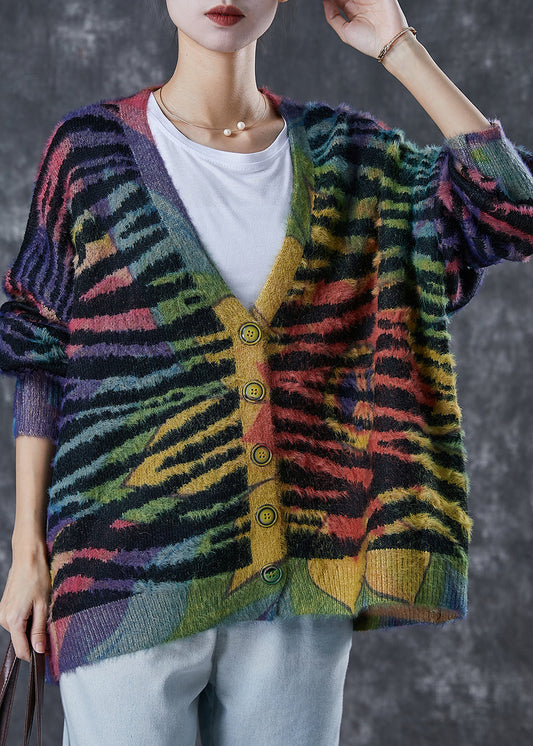 Rainbow Oversized Striped Knit Cardigan Winter