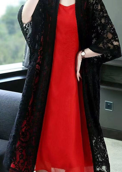 Black Hollow Out Lace Cardigans Summer