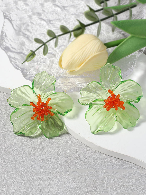 Flower Shape Slightly Sheer Earrings Accessories