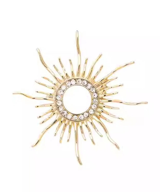 Gold Sterling Silver Overgild Zircon Sunflower Brooches