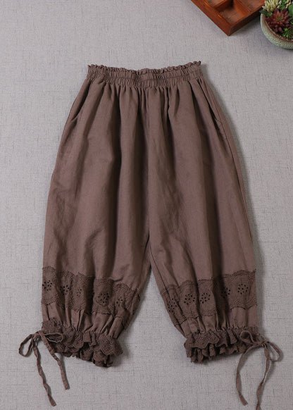 Chocolate Lace Patchwork Lantern Pants Spring