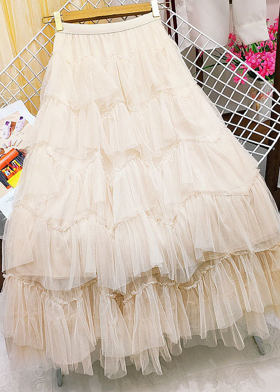 Orange Elastic Waist Exra Large Hem Tulle Skirt Summer