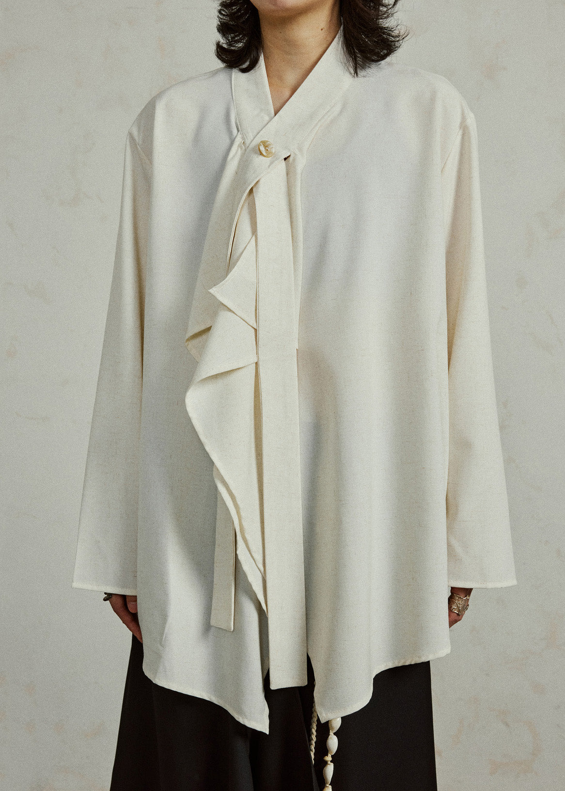 Apricot Cozy Ribbon Patchwork Top Fall