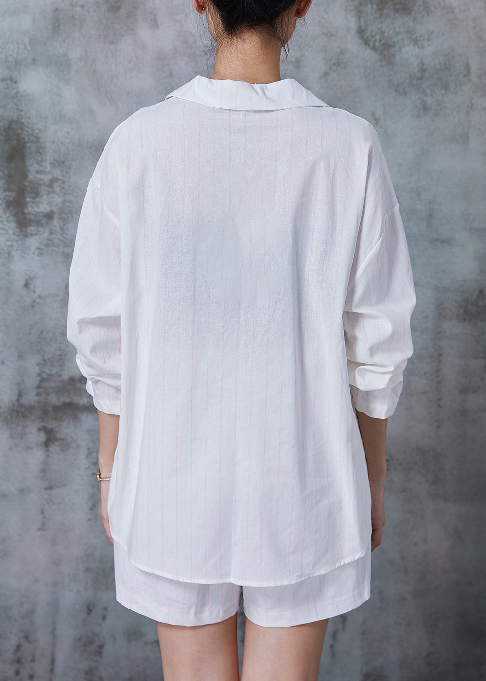 White Embroidered Linen Two-piece Set Summer