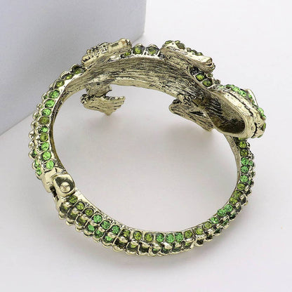 Crystal Rhinestone Crocodile/alligator Embellished Bracelet: Green