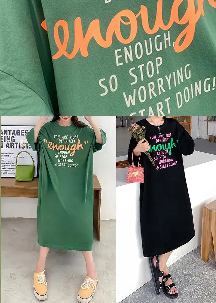 Diy Black Graphic Cotton Summer Dresses