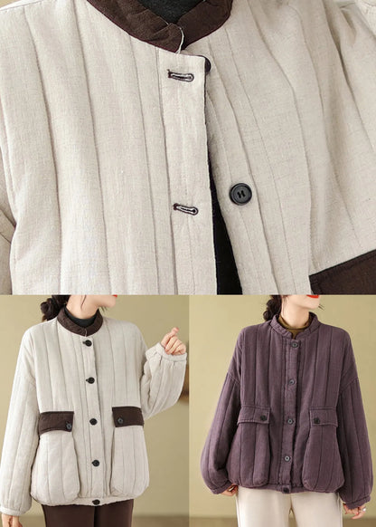 Loose Apricot Pockets Fine Cotton Filled Jackets Winter