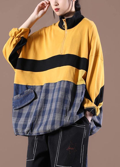 Patchwork Spring Italian Blouses Yellow Tops