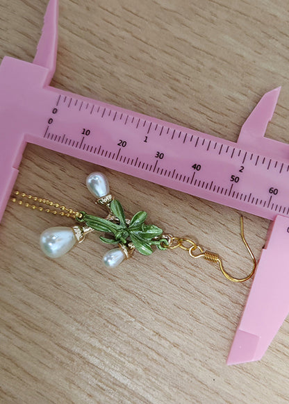 Fine White Pearl 14k Gold Branch Tassels Drop Earrings