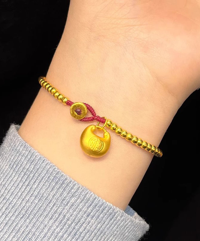 Gold Hand Woven Beading Charm Bracelet