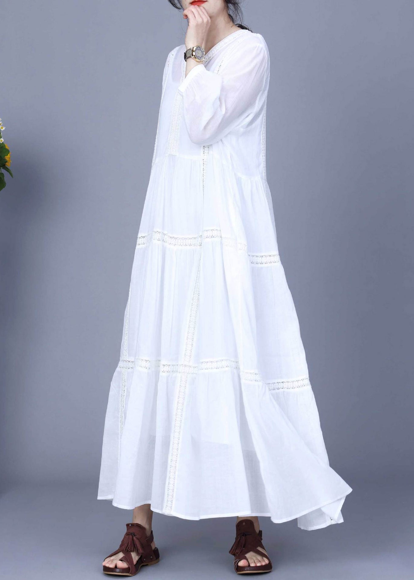 New White Pockets Linen Two Pieces Set Spring