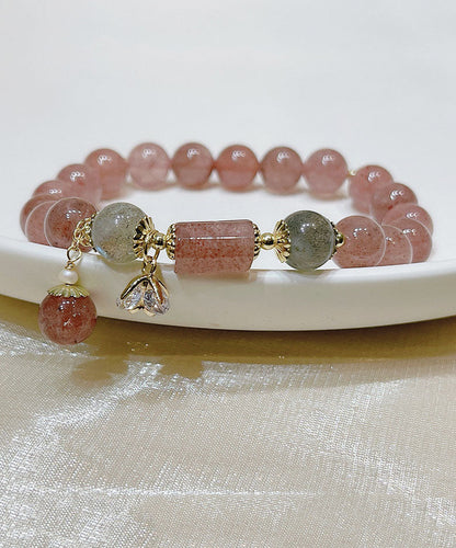 Pink Crystal Beading Charm Bracelet