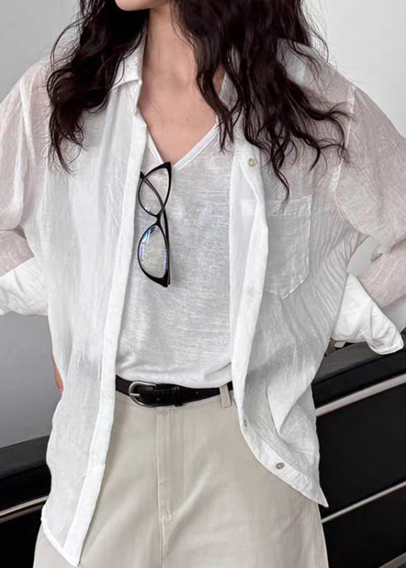 White Patchwork Peter Pan Collar Lantern Sleeve