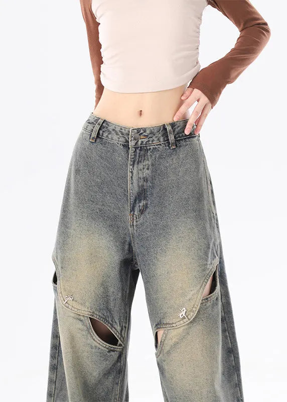 American Style Blue Ripped Jeans Spring