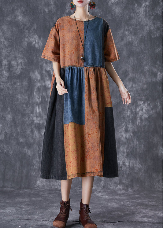 Colorblock Oversized Patchwork Cotton Dresses Summer