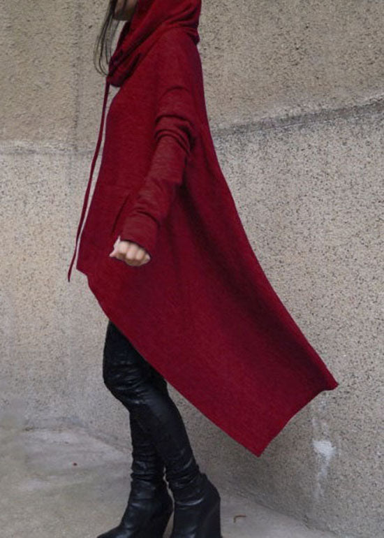 Mulberry Hooded Asymmetrical Cotton Pullover Spring
