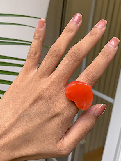 Geometric Heart Shape Color Rings Accessories