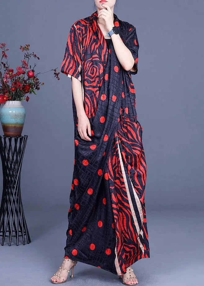 Khaki Print Asymmetrical Design Chiffon Dresses Summer