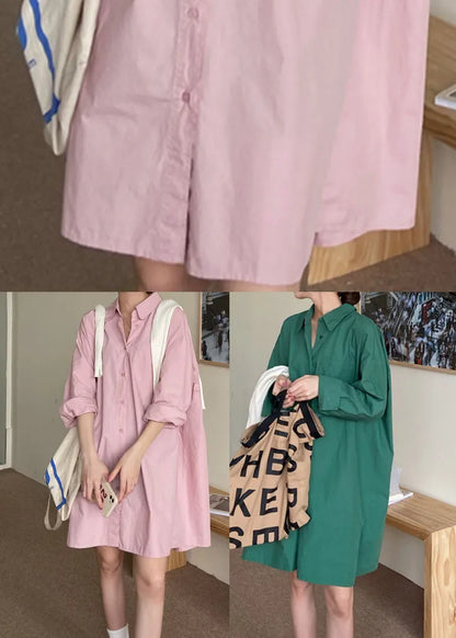 Classy Pink Peter Pan Collar Cotton Shirts Top Spring