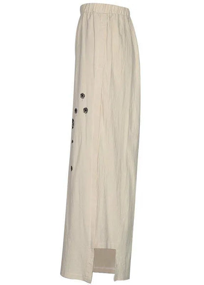 Blue Dandelion Wide Leg Linen Pants Summer Cotton Outfits