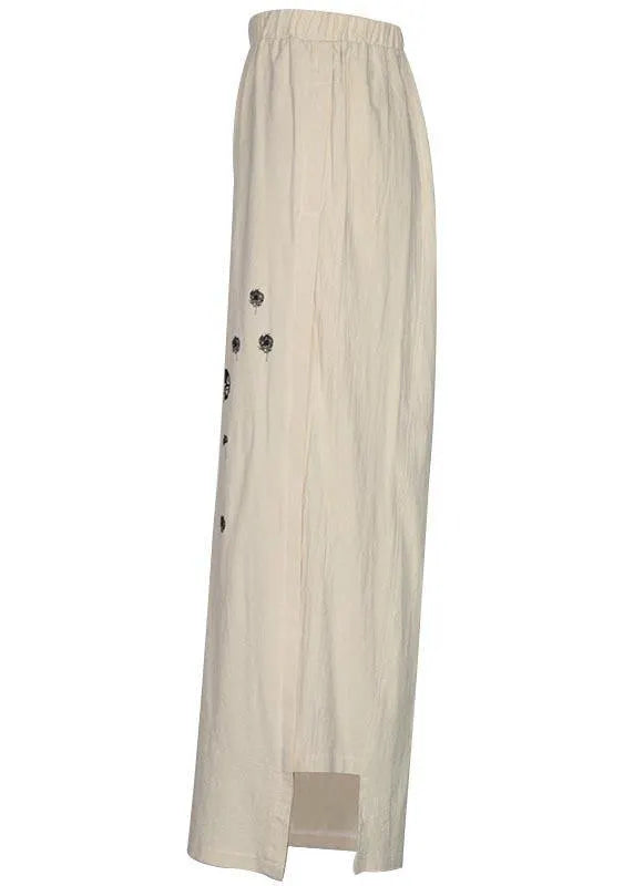 Blue Dandelion Wide Leg Linen Pants Summer Cotton Outfits