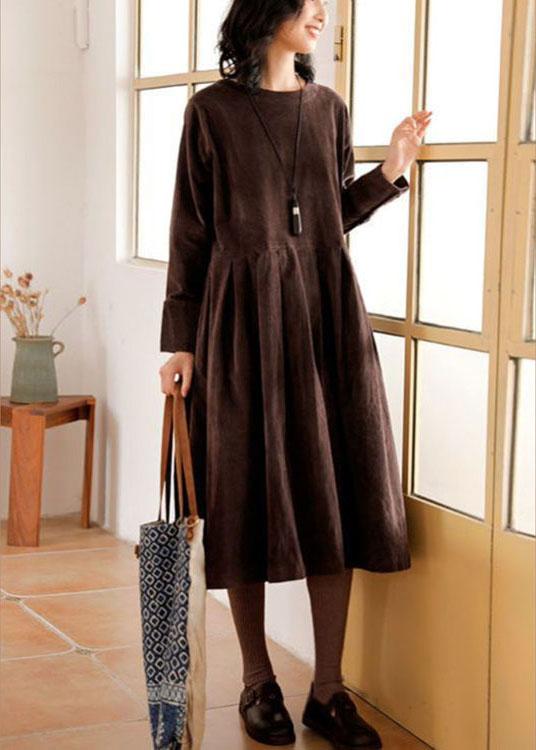 Brown Corduroy Dress Spring Maxi Dresses