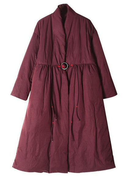 Mulberry V Neck Embroideried Pockets Duck Down Witner Coats