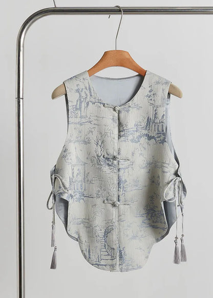 New Retro Grey Jacquard Cotton Two Pieces Set Fall