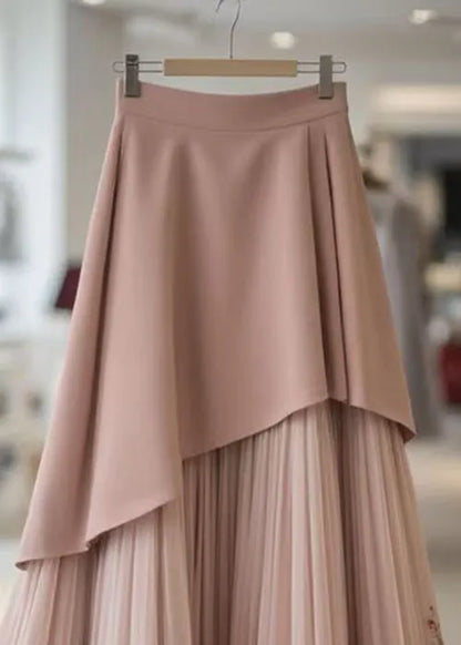 Pink Original Design Wrinkled Chiffon Skirts Summer