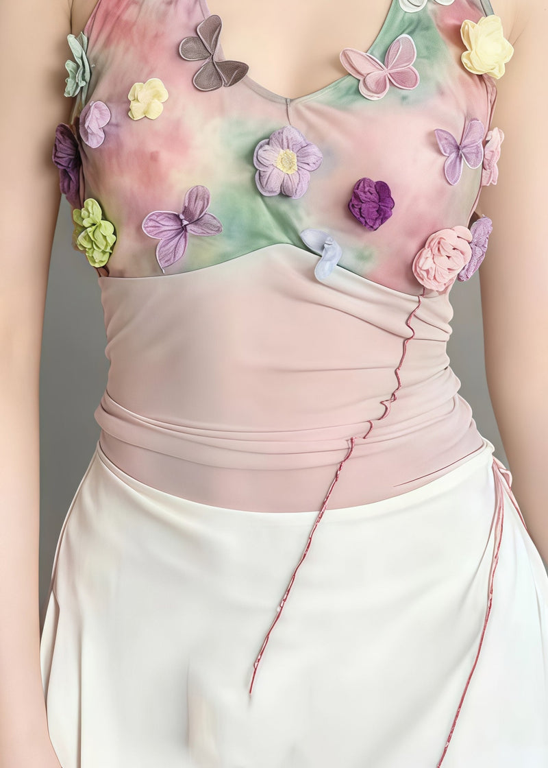 Pink Tie Dye Butterfly Decorated Beach Vest Summer