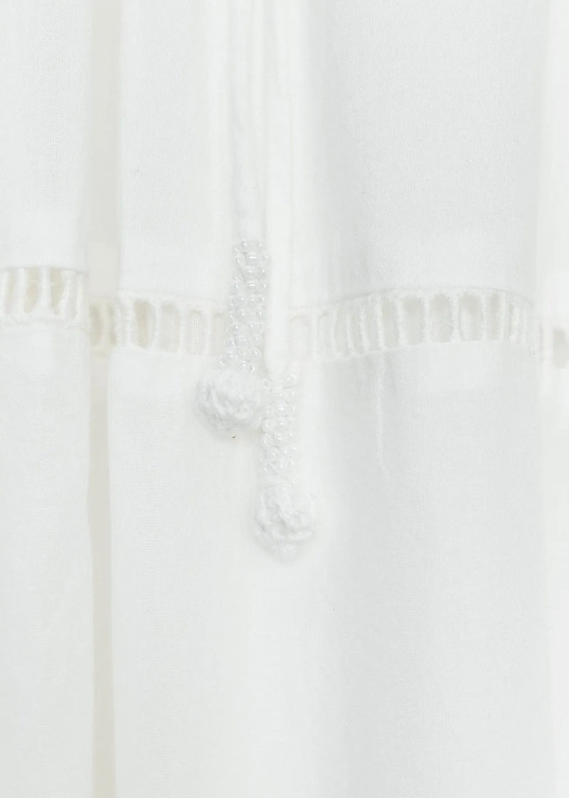 Loose White Hollow Out Shirts and Skirts Cotton Two Pieces Set Summer