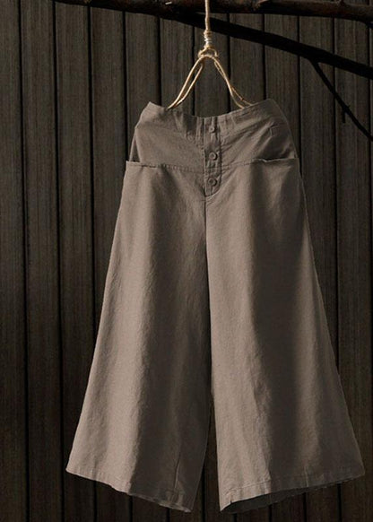 Elastic Waist Wide Leg Pants With Pockets