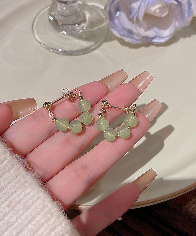 Green Overgile Crystal Hoop Earrings