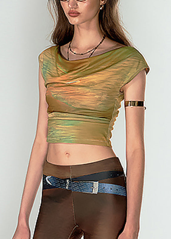 Novelty Green O-neck Print Vest Sleeveless