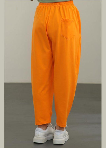 Orange Pockets Harem Pants Summer