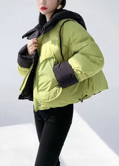 Stylish Grey Hooded Pockets Wear on Both Sides Duck Down Short Coat Winter