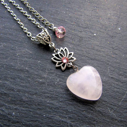 Serenity Rose Quartz Heart Healing Necklace