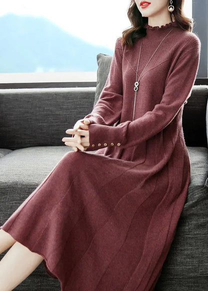 Mulberry Ruffled Exra Large Hem Knit Sweater Dress Winter
