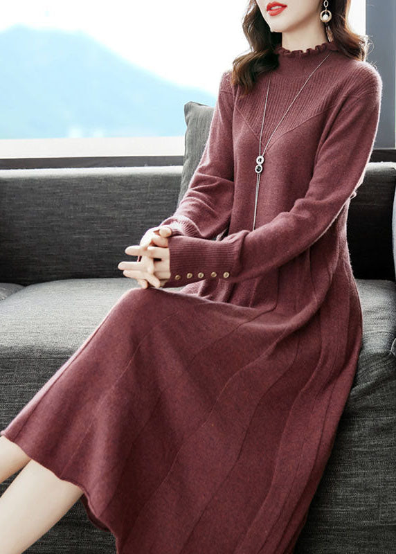 Mulberry Ruffled Exra Large Hem Knit Sweater Dress Winter