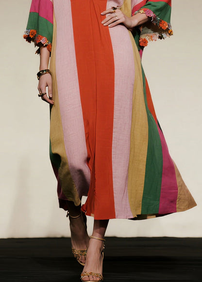 Stylish Colorblock Oversized Cotton Long Dress Summer