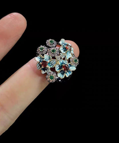 Retro Blue Zircon Exaggeration Alloy Rings