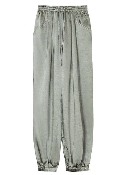 Italian Green Elastic Waist Harem Pants