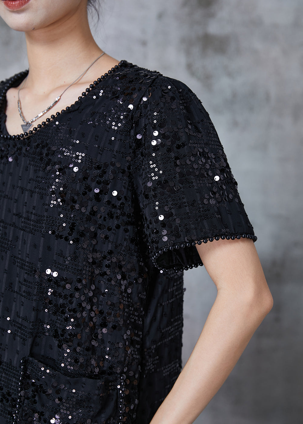 Black Sequins Nail Bead Party Dresses Summer